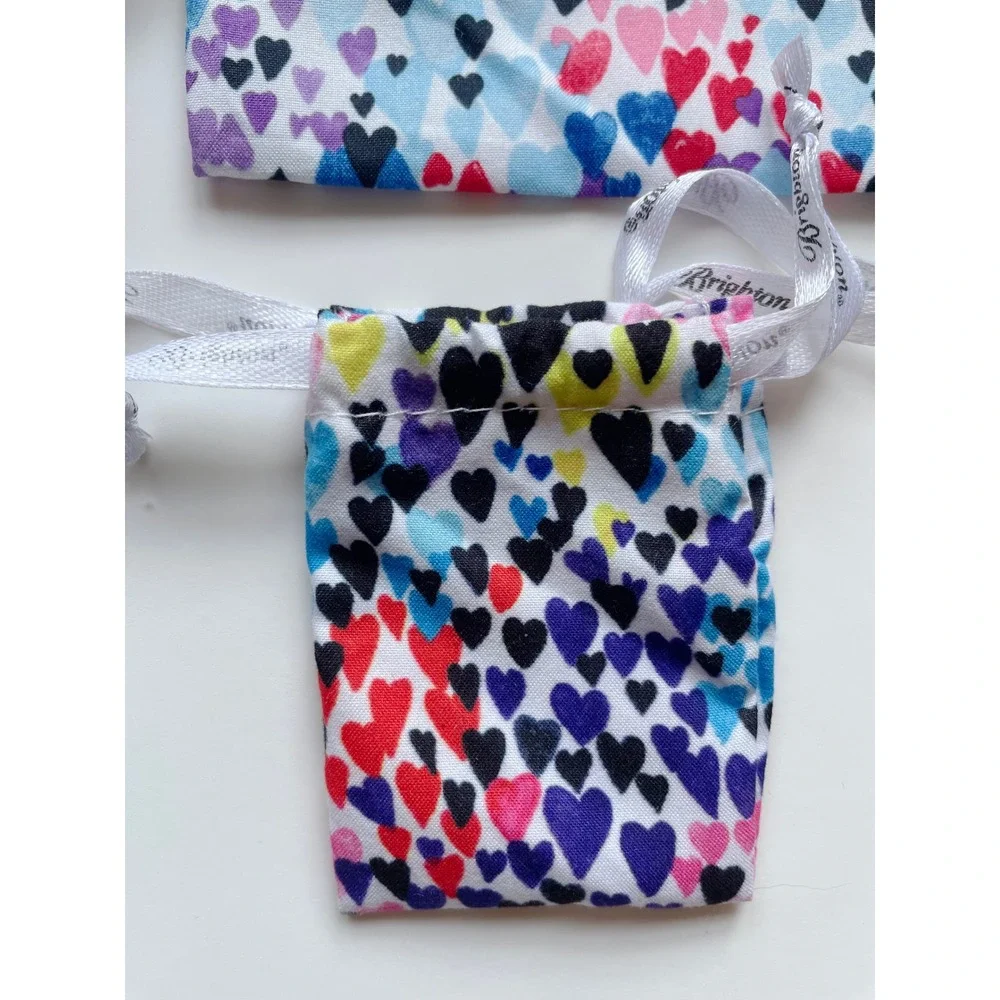 Brighton Jewelry Pouch Set Five Pouches Multicolor Hearts EUC Necklace Earrings